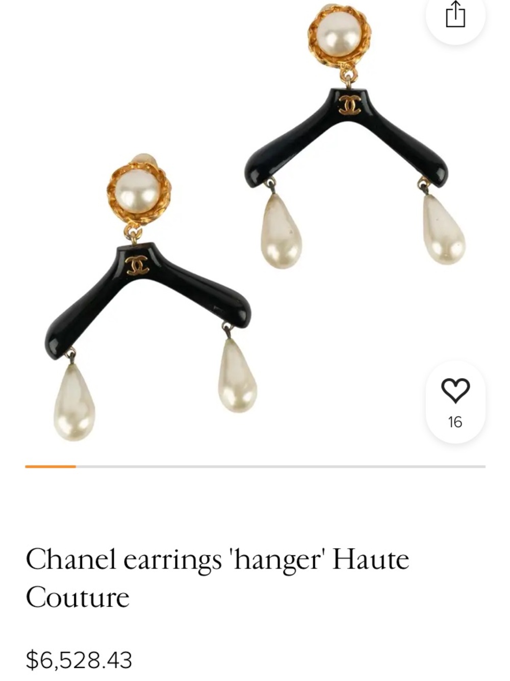 CHANEL Black Hanger Earrings with Gold & Pearl Drops - Picture 5 of 16